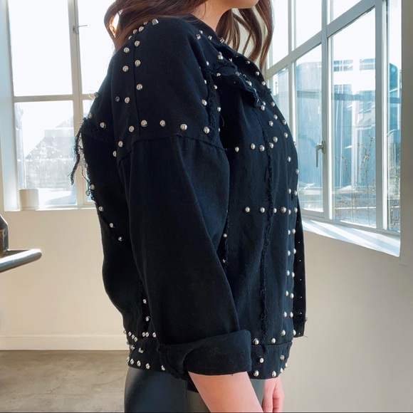 Black Studded Jean Jacket - Picture 4 of 5